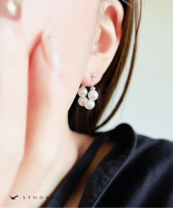 【再入荷】s925 Pearl Chain Hoop Pierce