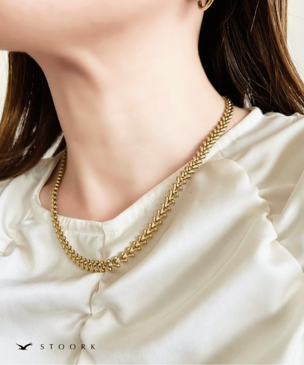 【再入荷】Filled Leaf Chain Necklace