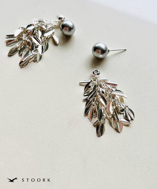 s925 Dark Pearl Leaf Pierce