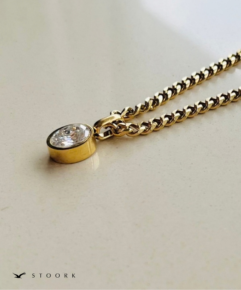 Oval Zirconia Chain Necklace