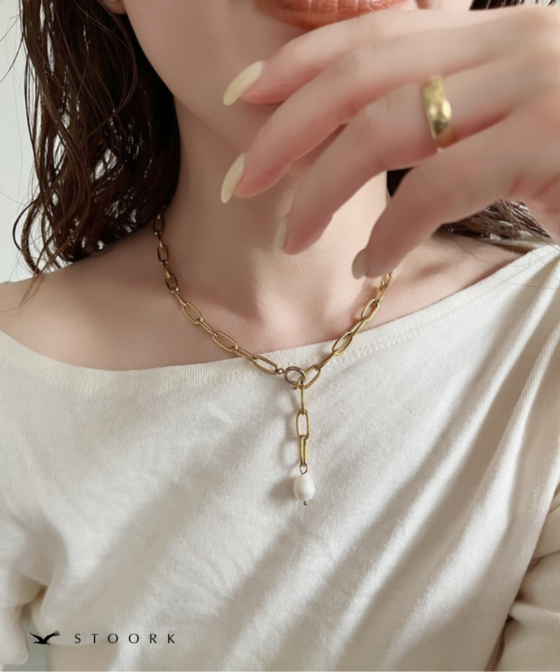 Pearl Paperclip Chain Necklace