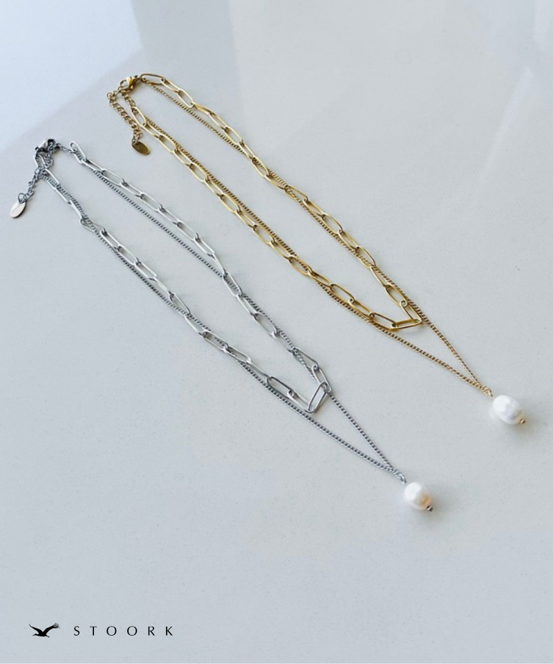 Dual Chain Pearl Necklace