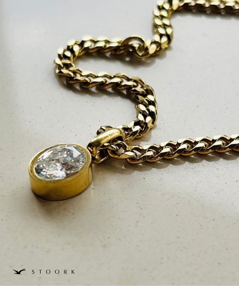Oval Zirconia Chain Necklace