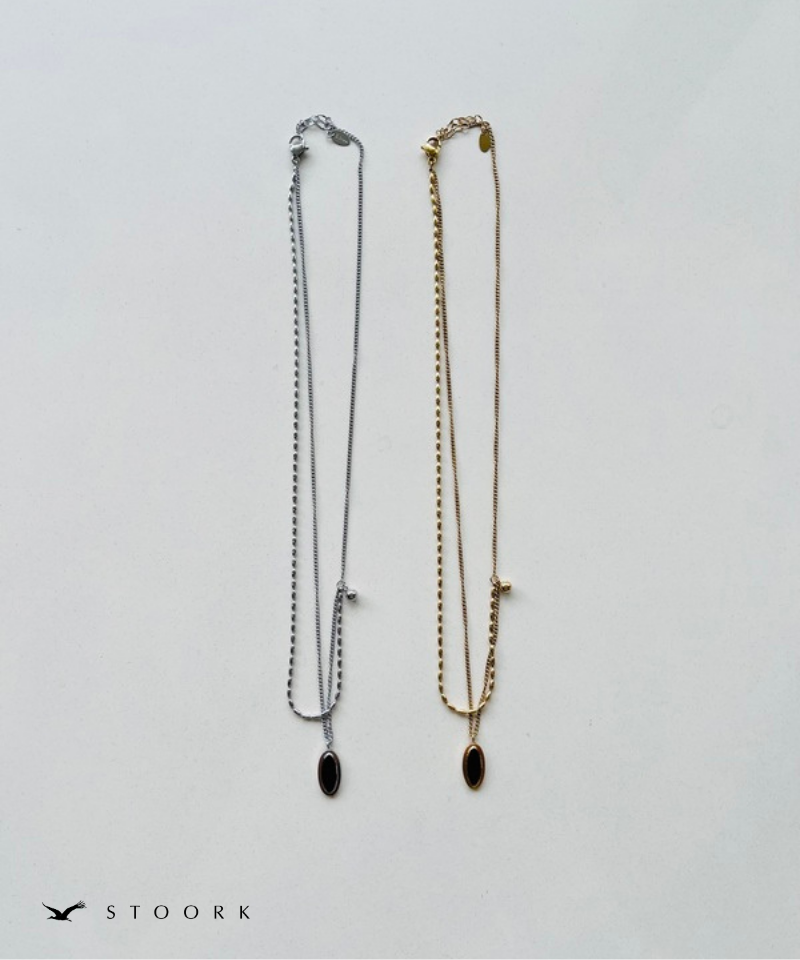 Black Stone Double Chain Necklace