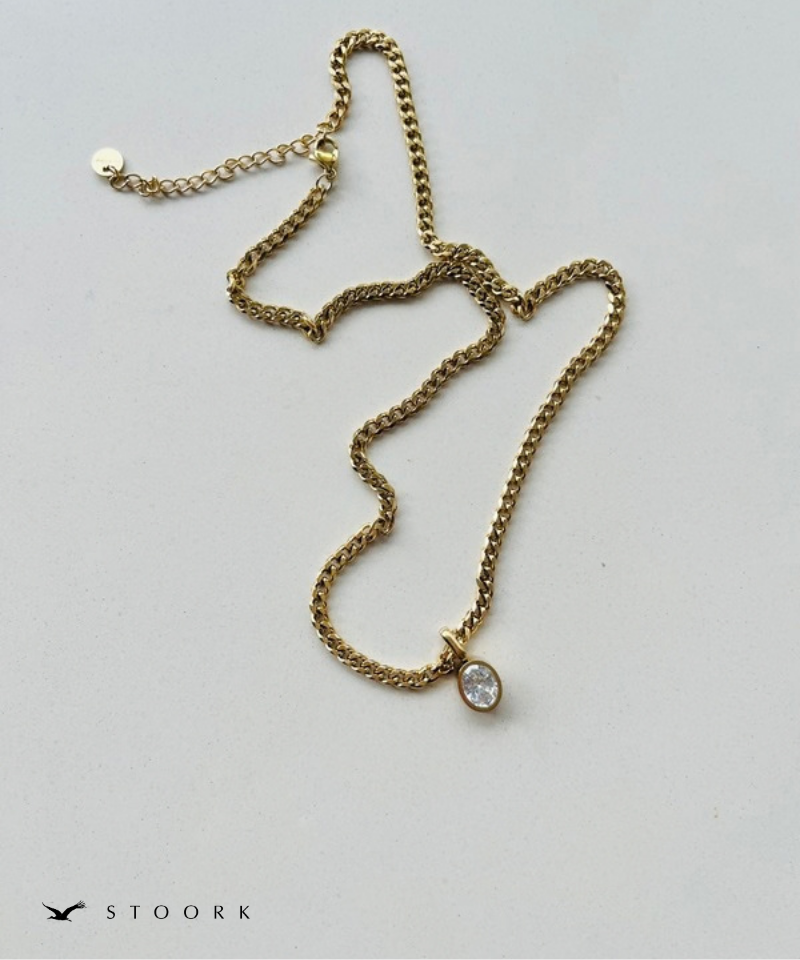 Oval Zirconia Chain Necklace