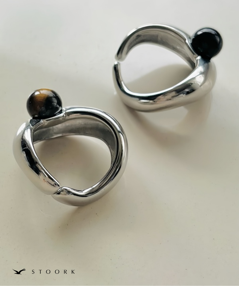 Volume Wave Stone Ring