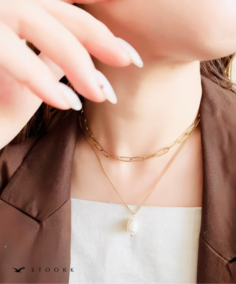 Dual Chain Pearl Necklace