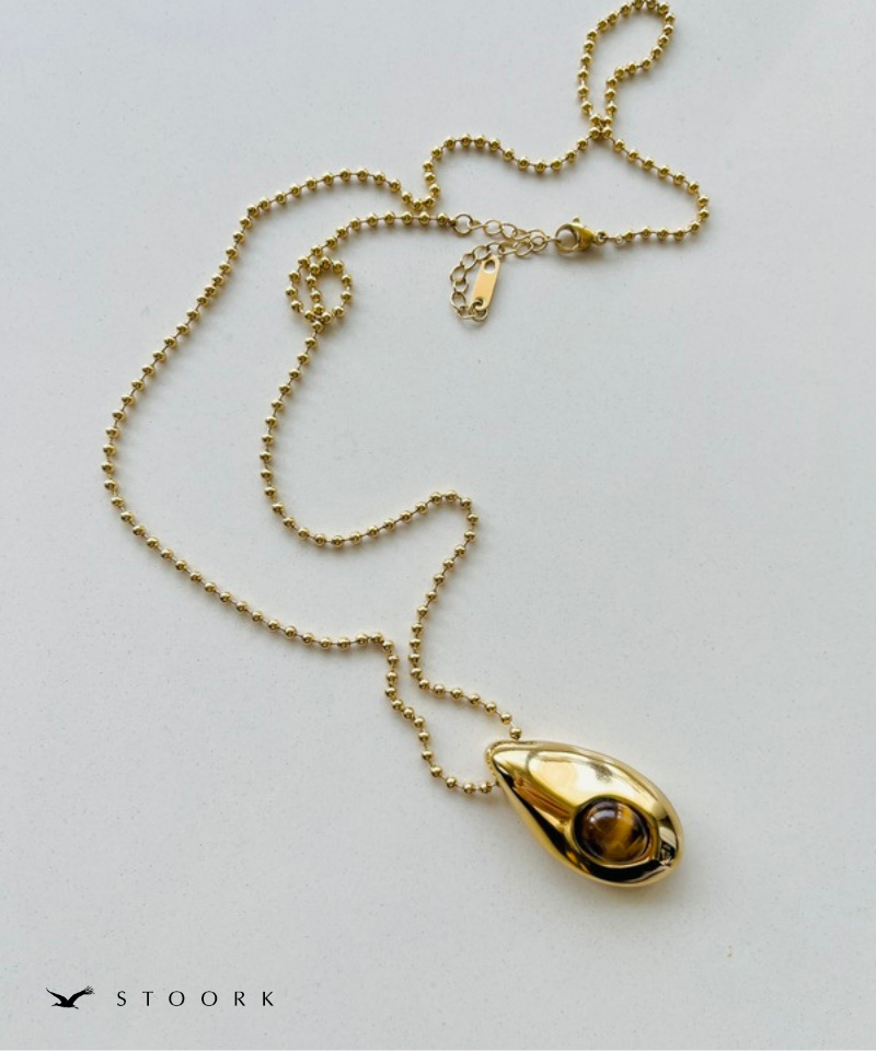 Oval Stone Charm Necklace