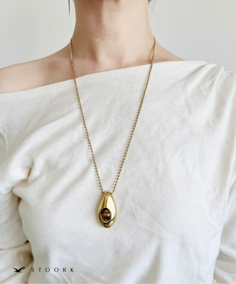 Oval Stone Charm Necklace