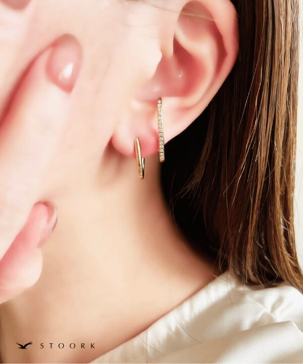 【再入荷】Zirconia Double Line Pierce