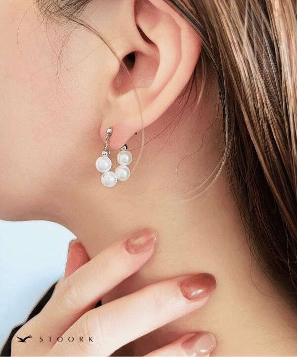 【再入荷】s925 Pearl Chain Hoop Pierce