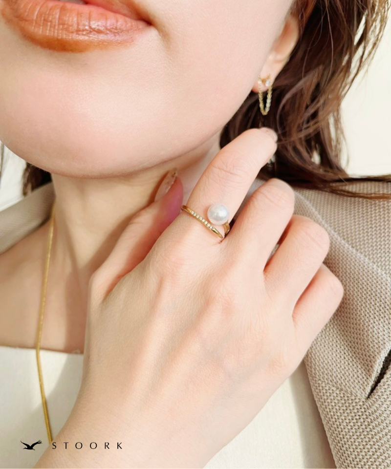 Pearl Zircon Spiral Ring