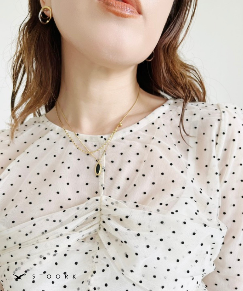 Black Stone Double Chain Necklace