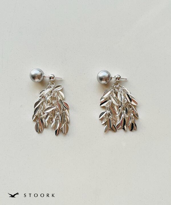 s925 Dark Pearl Leaf Pierce
