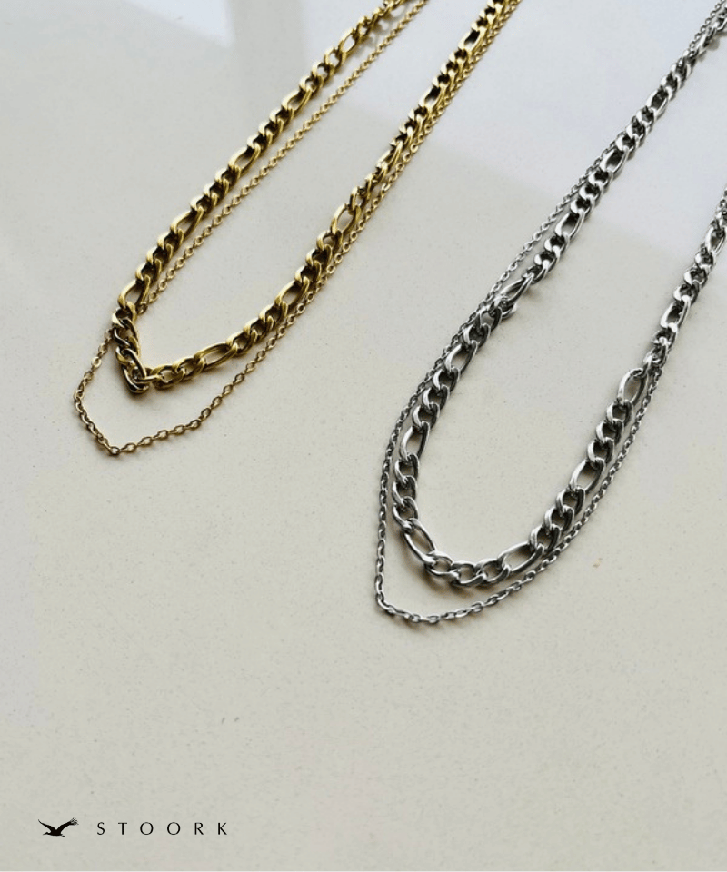 316L Figaro Double Chain Necklace - stoork