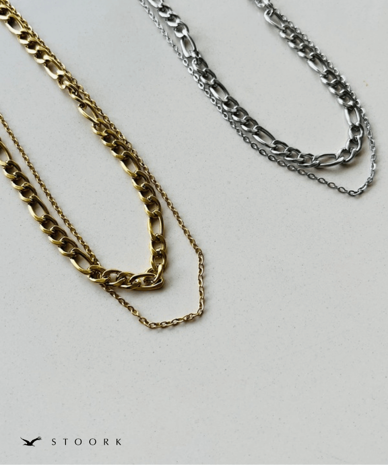 316L Figaro Double Chain Necklace - stoork