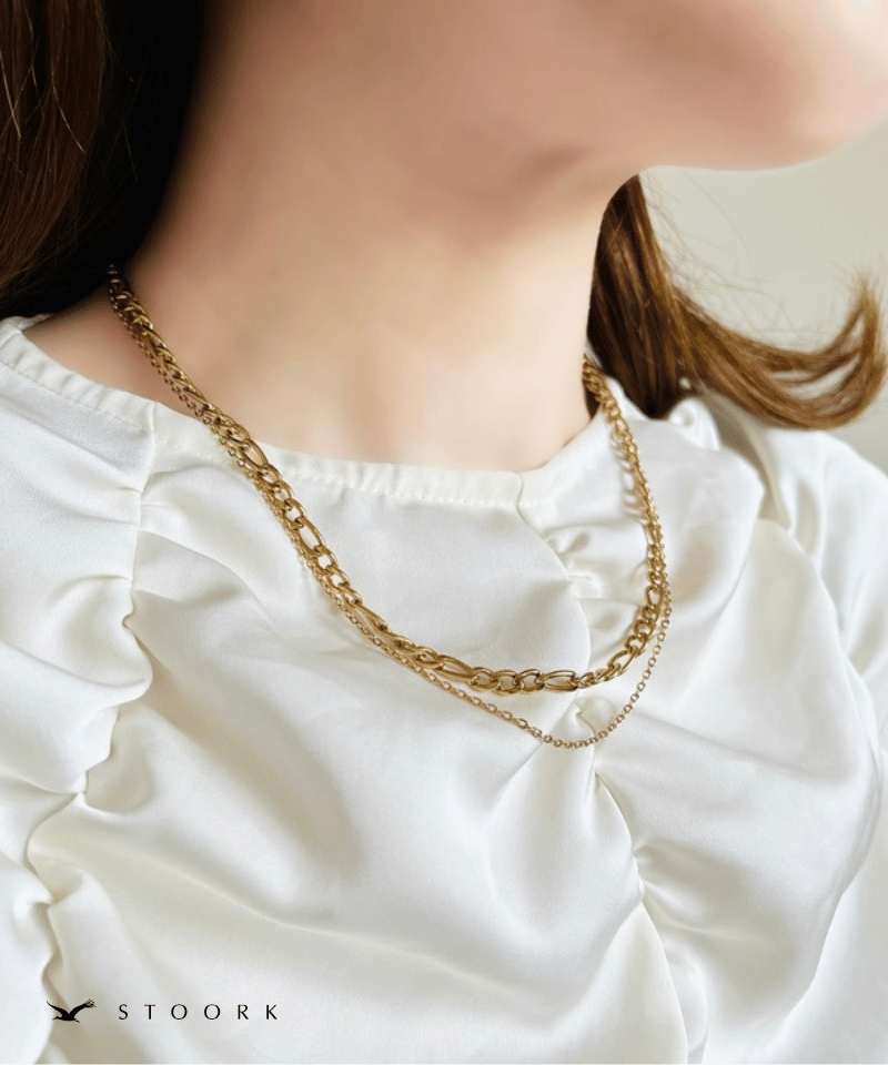 316L Figaro Double Chain Necklace - stoork