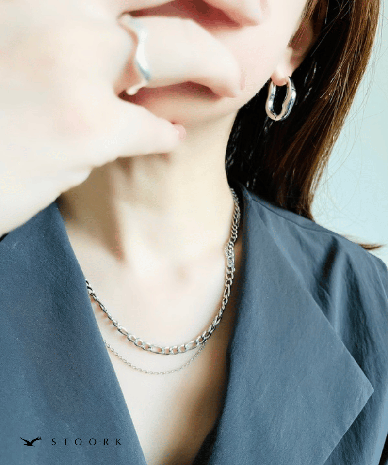 316L Figaro Double Chain Necklace - stoork