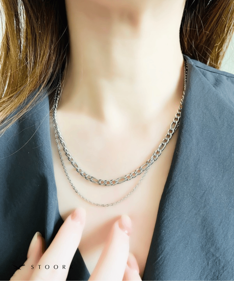 316L Figaro Double Chain Necklace - stoork