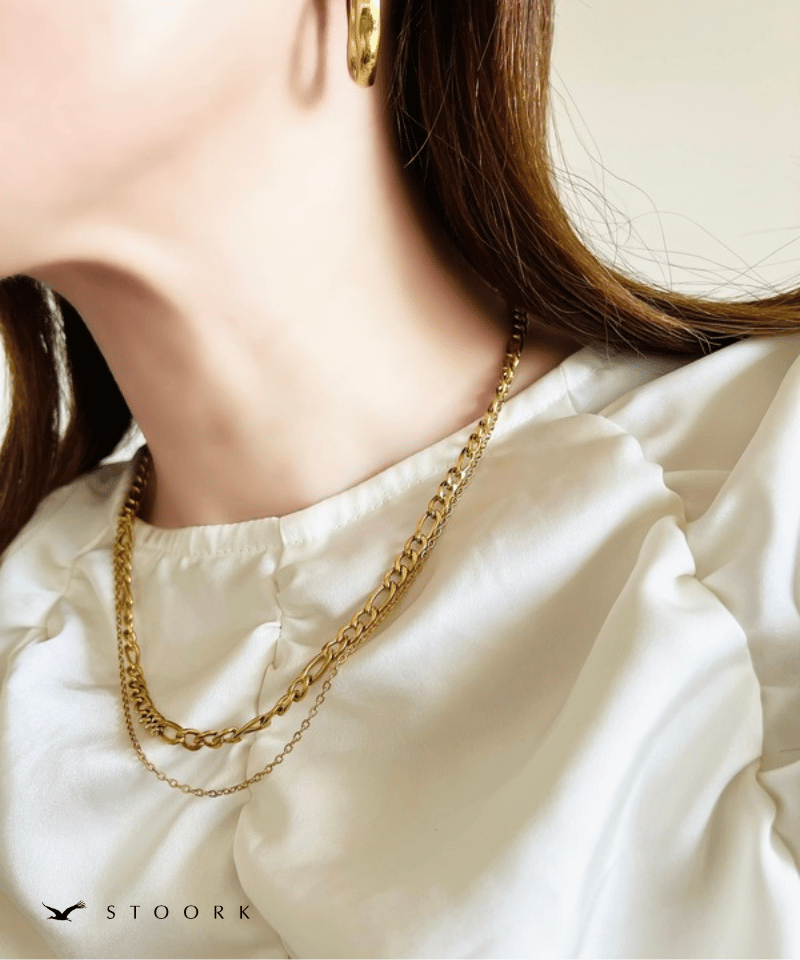 316L Figaro Double Chain Necklace - stoork