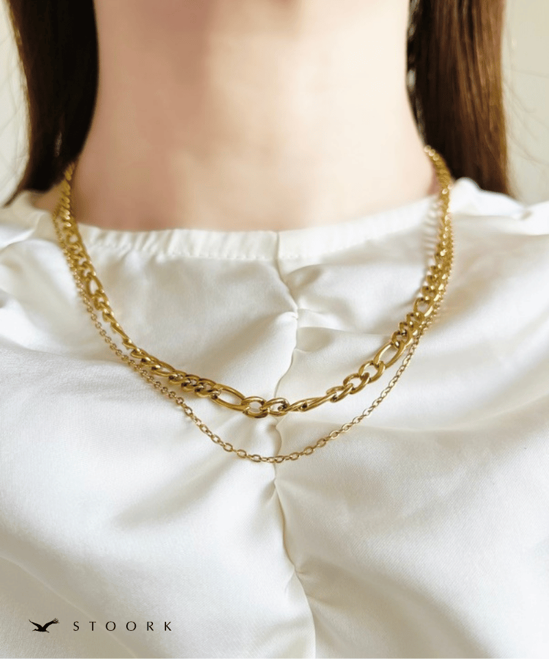 316L Figaro Double Chain Necklace - stoork