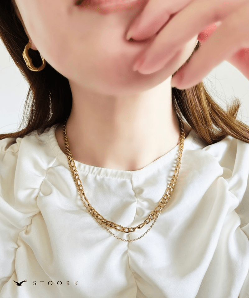 316L Figaro Double Chain Necklace - stoork