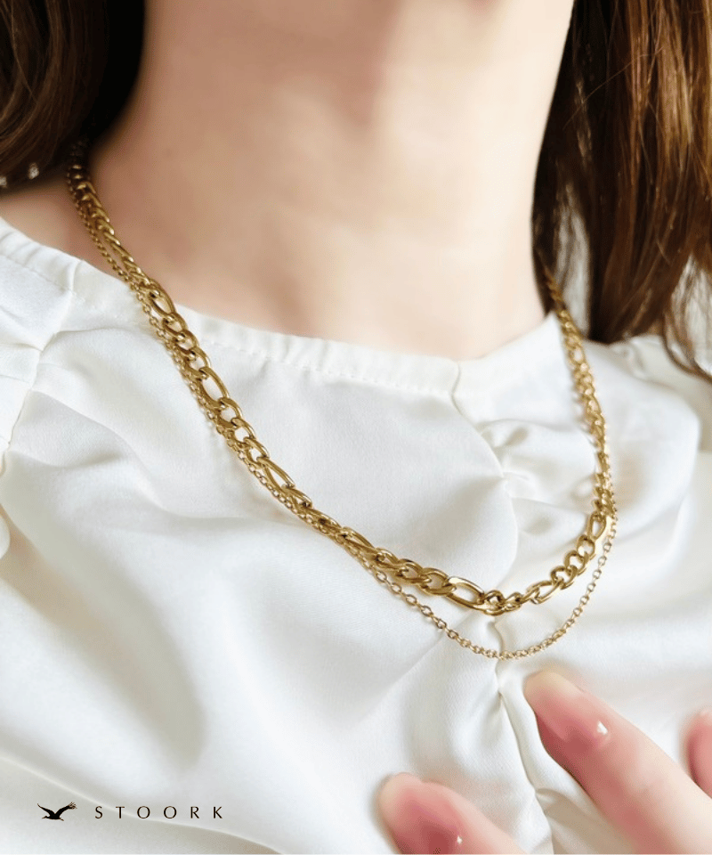 316L Figaro Double Chain Necklace - stoork
