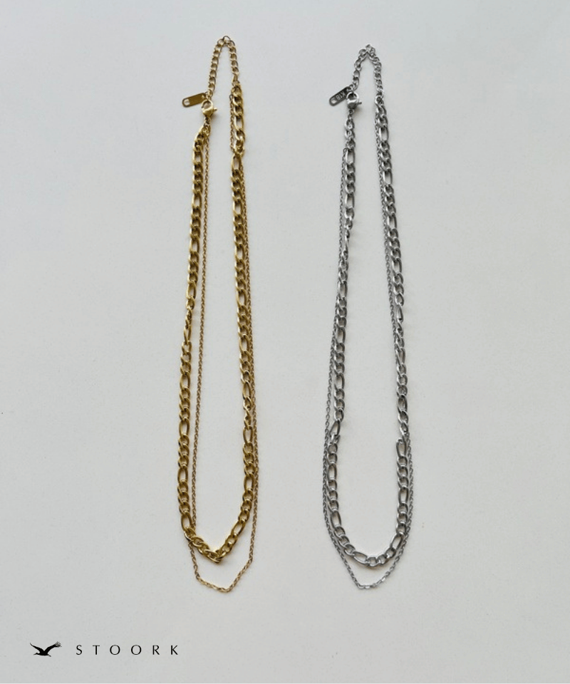 316L Figaro Double Chain Necklace - stoork