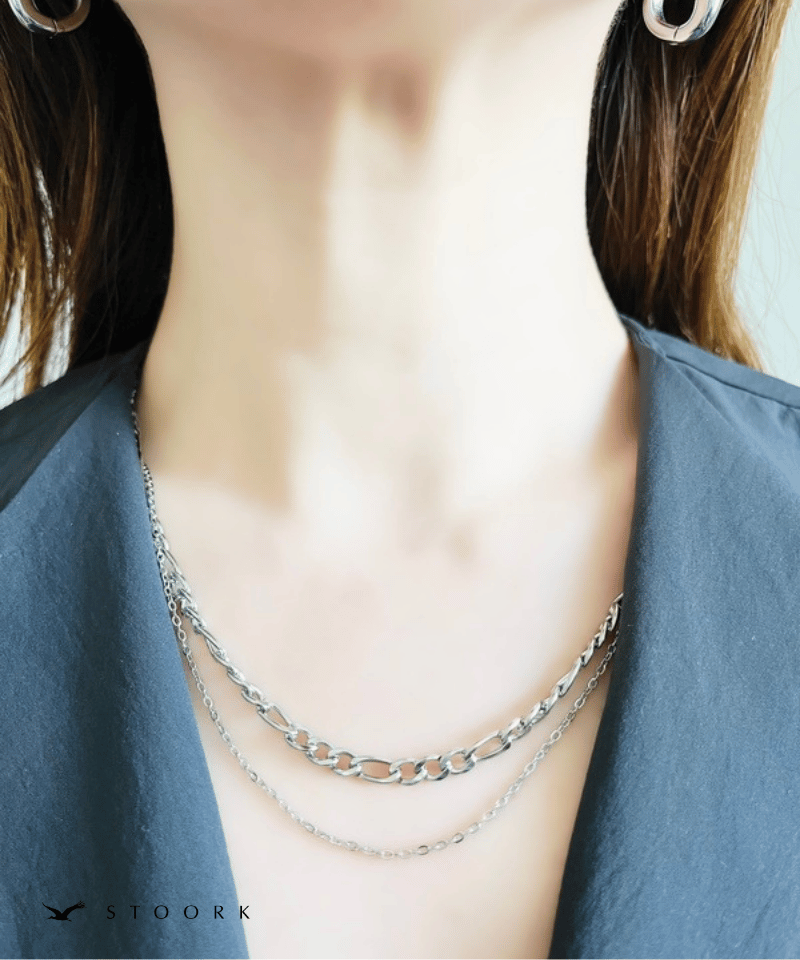 316L Figaro Double Chain Necklace - stoork