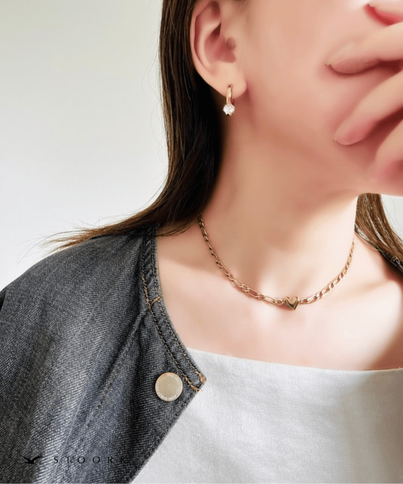 316L Heart Figaro Chain Necklace - stoork