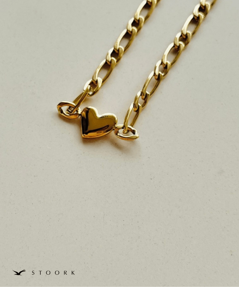 316L Heart Figaro Chain Necklace - stoork