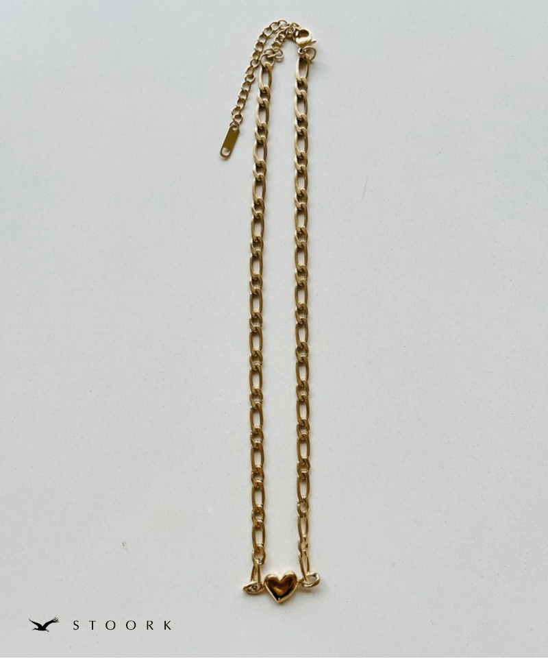 316L Heart Figaro Chain Necklace - stoork