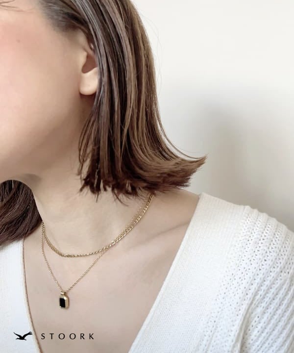 【再入荷】316L Rectangle Double Necklace - stoork