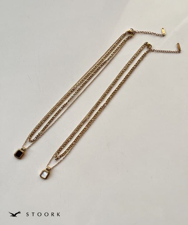 【再入荷】316L Rectangle Double Necklace - stoork