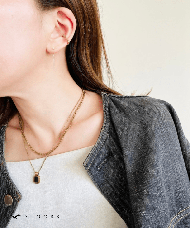 【再入荷】316L Rectangle Double Necklace - stoork