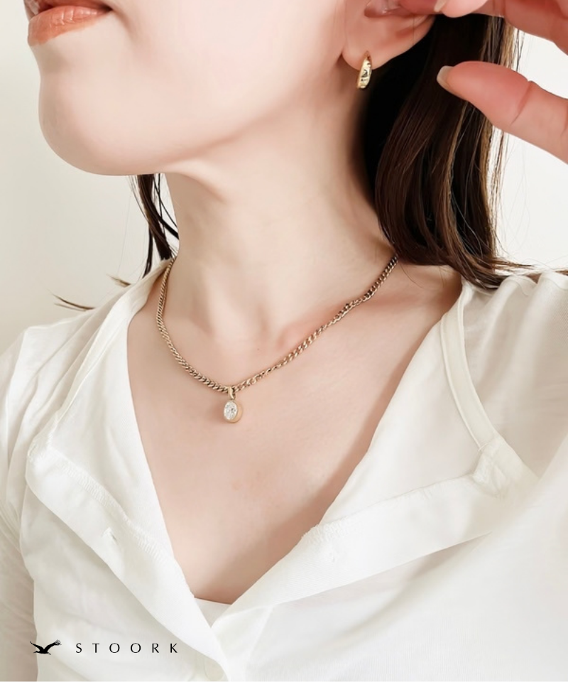 Oval Zirconia Chain Necklace