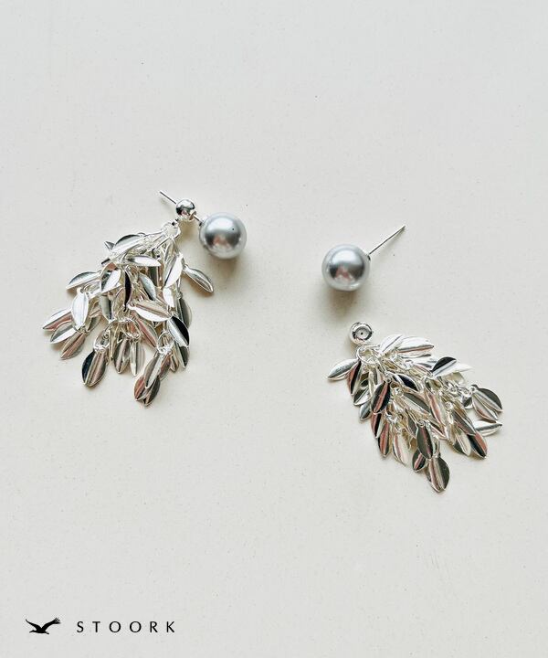 s925 Dark Pearl Leaf Pierce