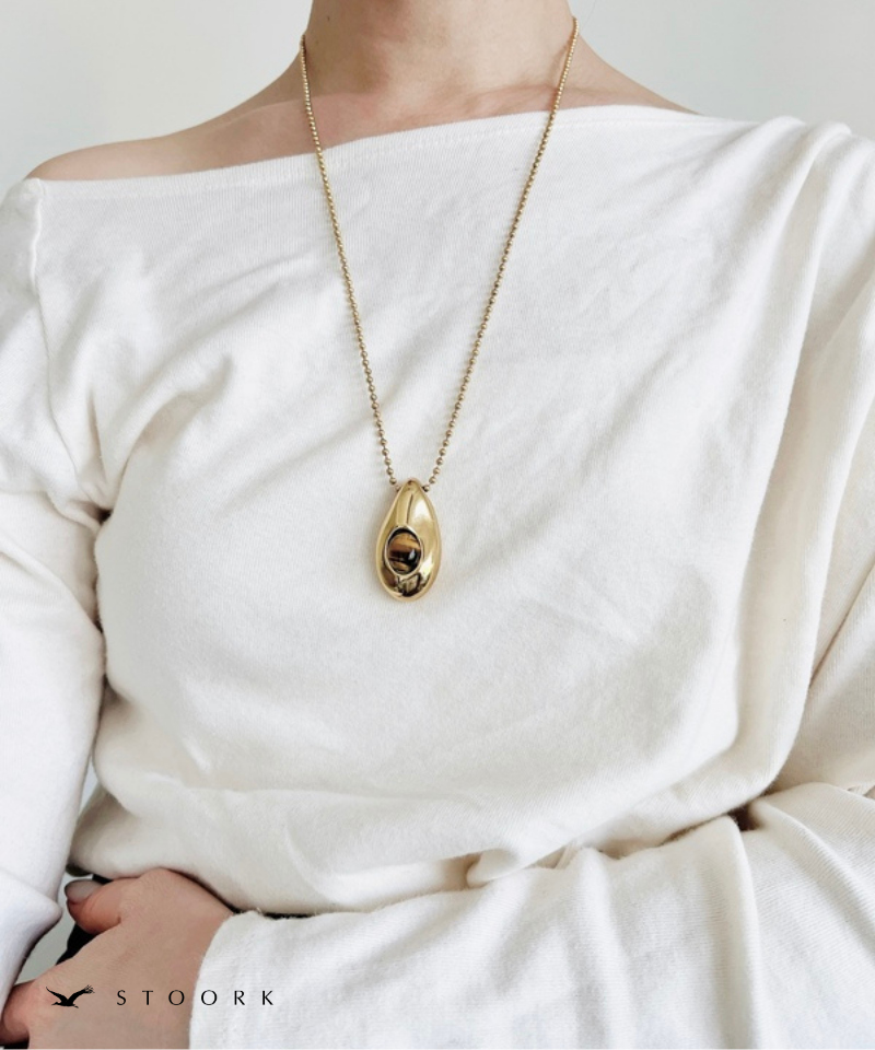 Oval Stone Charm Necklace