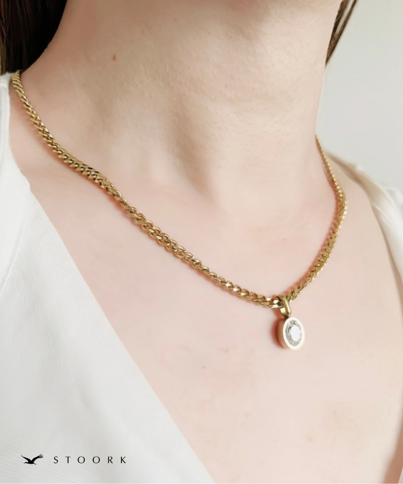 Oval Zirconia Chain Necklace