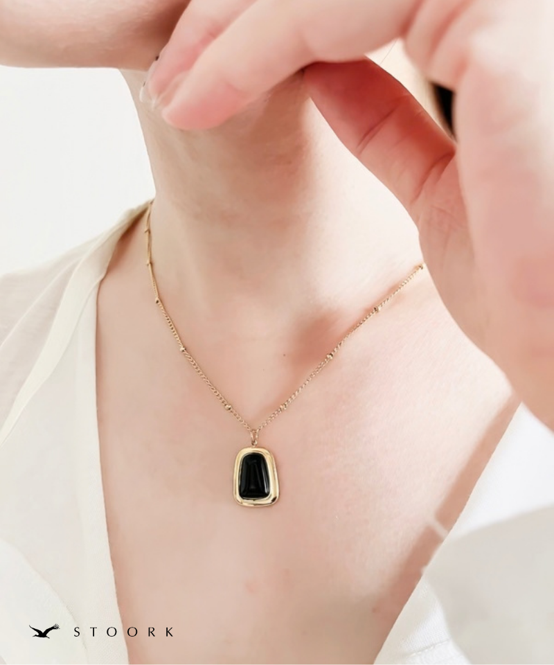 Square Black Stone Necklace