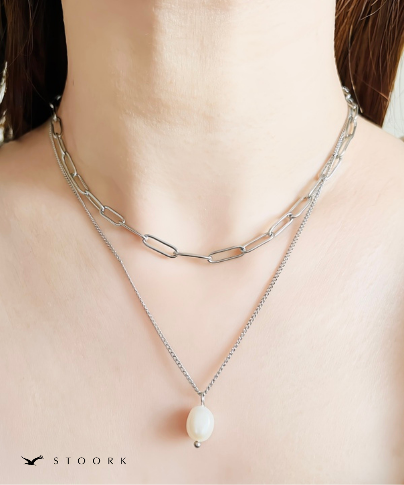Dual Chain Pearl Necklace