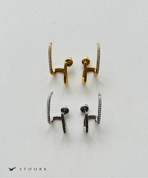 【再入荷】Zirconia Double Line Pierce