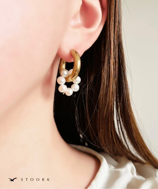 Pearl Double Hoop Pierce