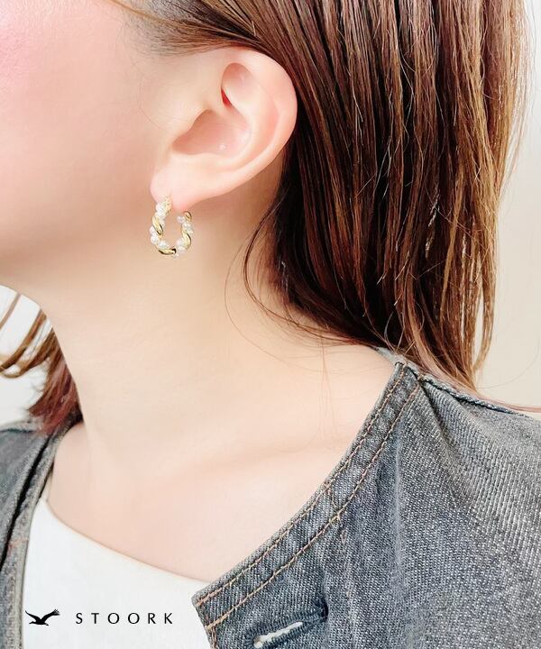 【再入荷】s925 Twist Pearl Pierce