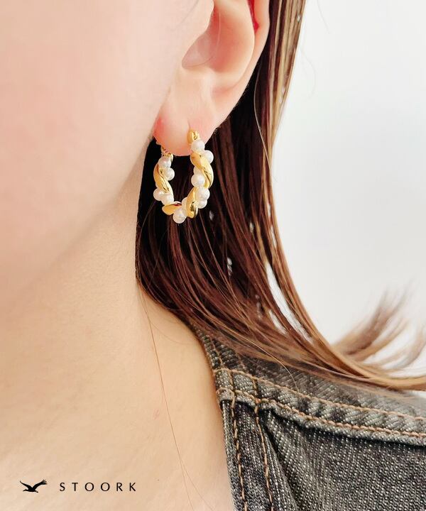 【再入荷】s925 Twist Pearl Pierce