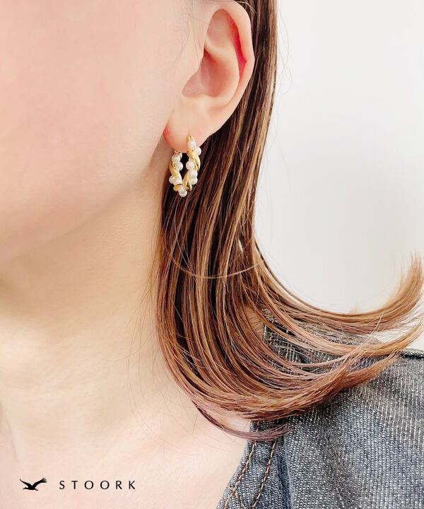 【再入荷】s925 Twist Pearl Pierce