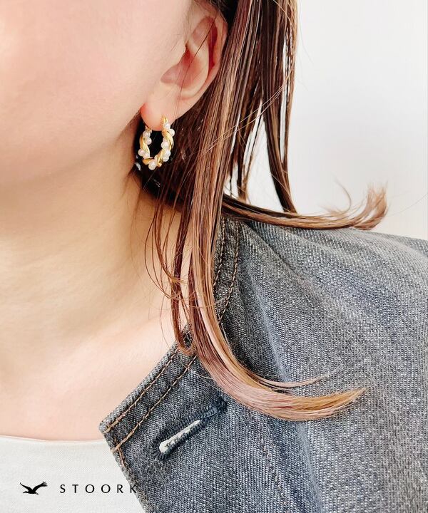 【再入荷】s925 Twist Pearl Pierce