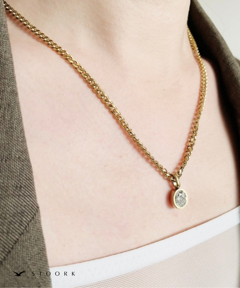 Oval Zirconia Chain Necklace