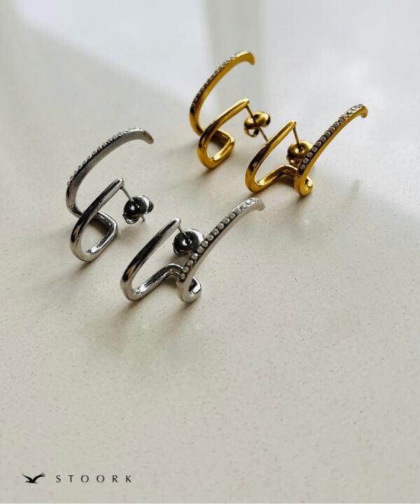 【再入荷】Zirconia Double Line Pierce