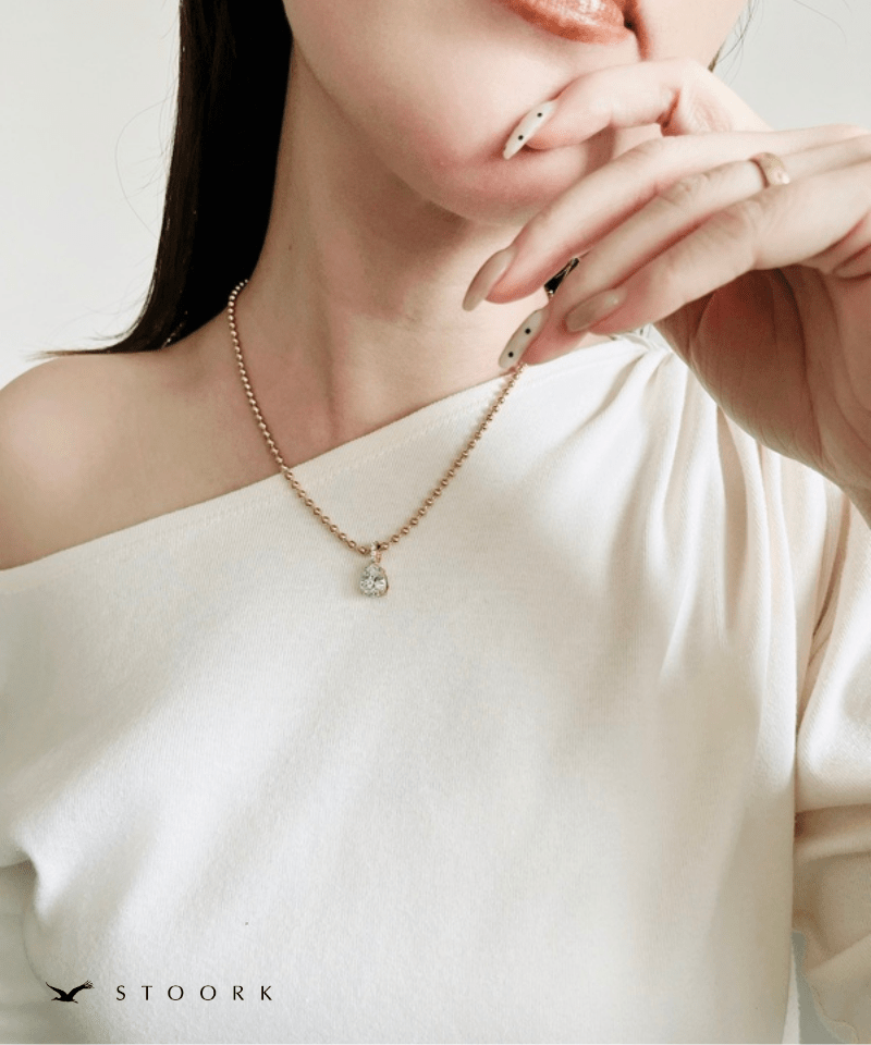 Ball Chain Stone Necklace - stoork